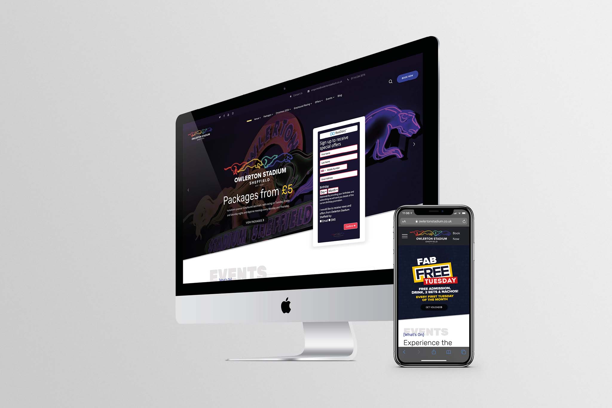 Owlerton Stadium Website Design - Fenti Marketing