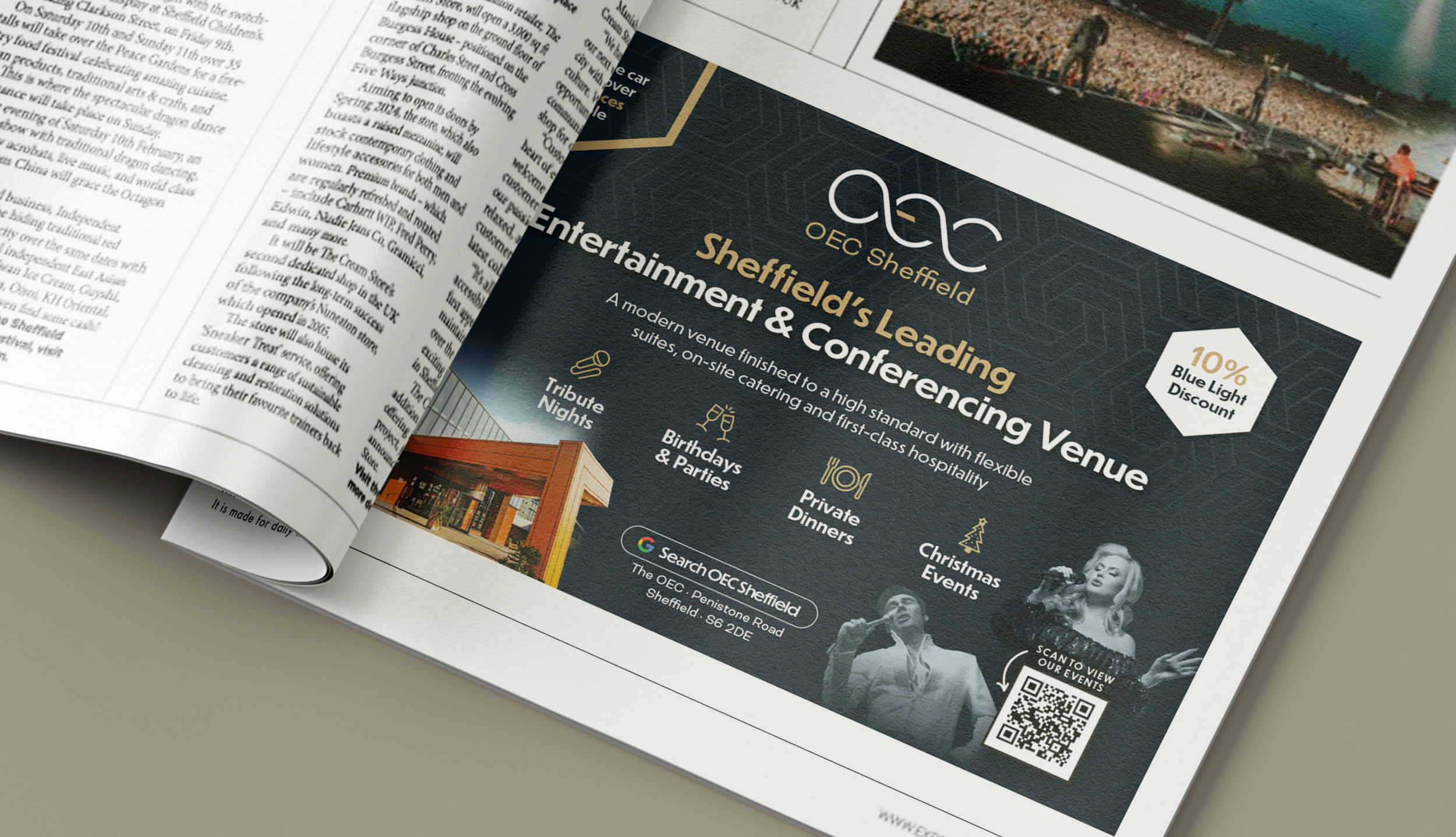 Branding and Ongoing Design Support for OEC Sheffield Events Venue - Fenti Marketing