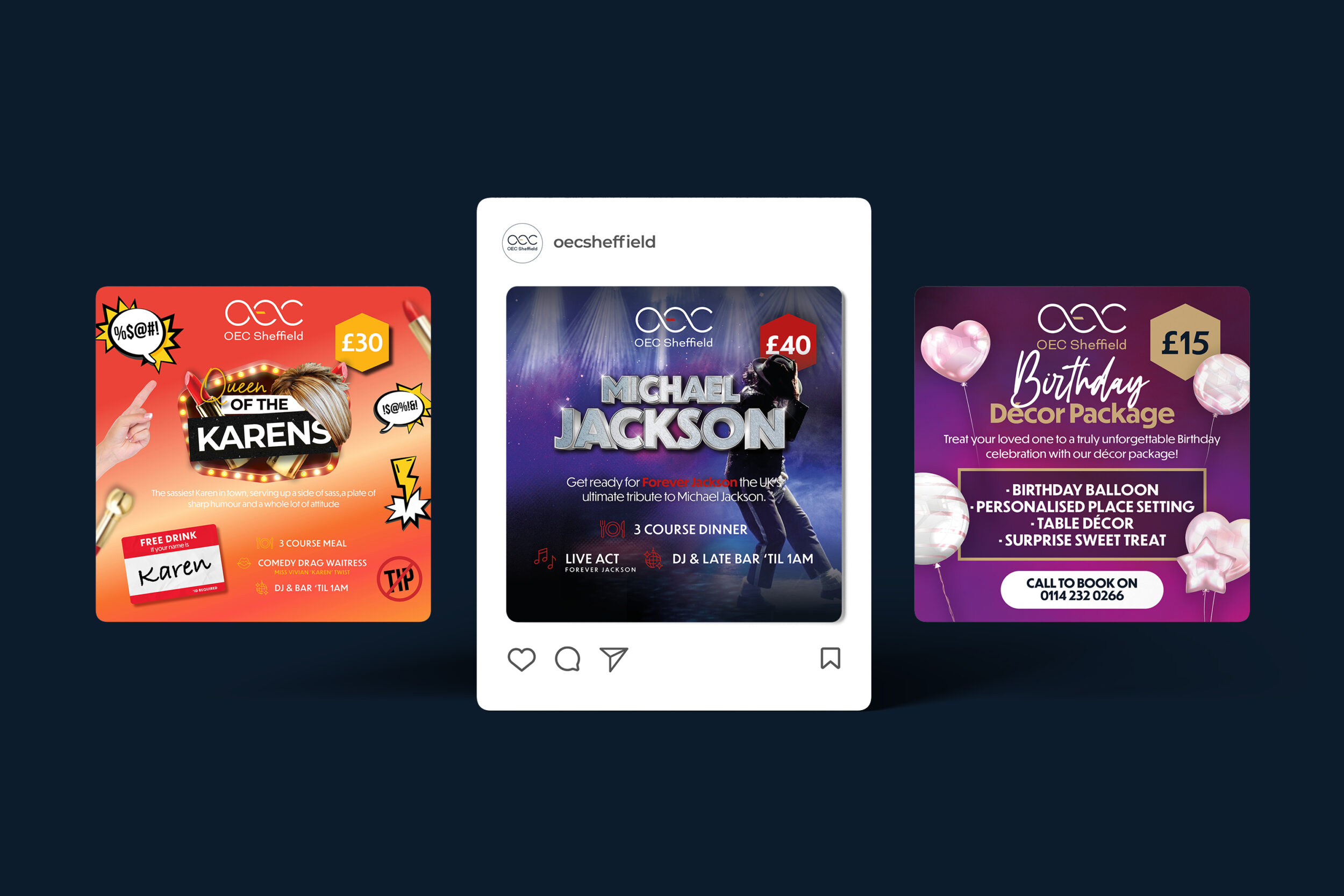 Branding and Ongoing Design Support for OEC Sheffield Events Venue - Fenti Marketing