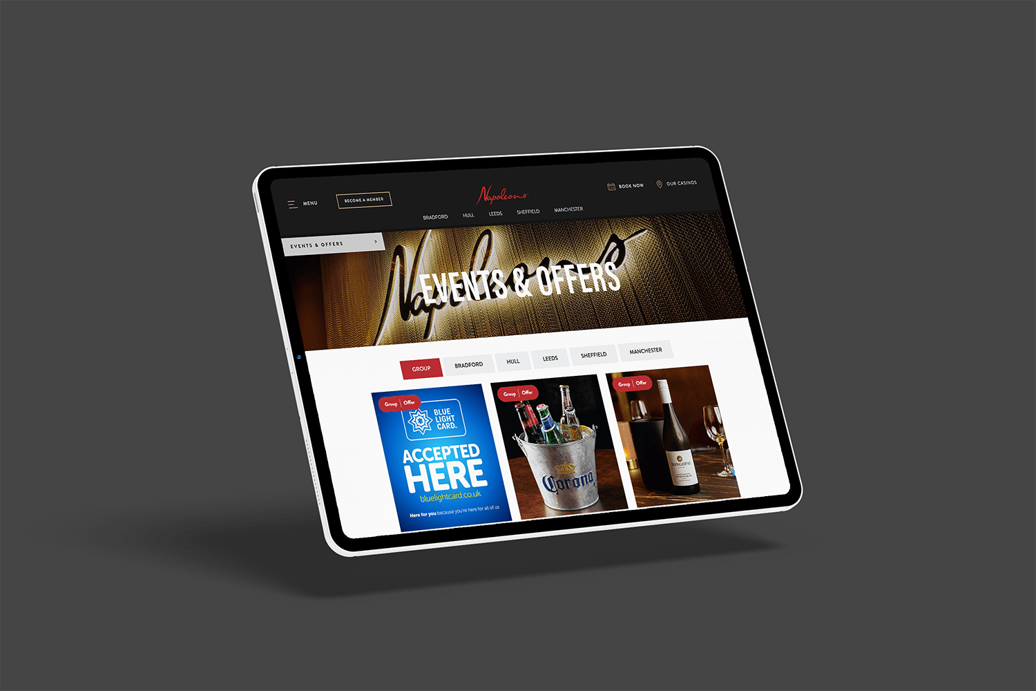Optimising event visibility and user experience for Napoleons Casinos & Restaurants - Fenti Marketing