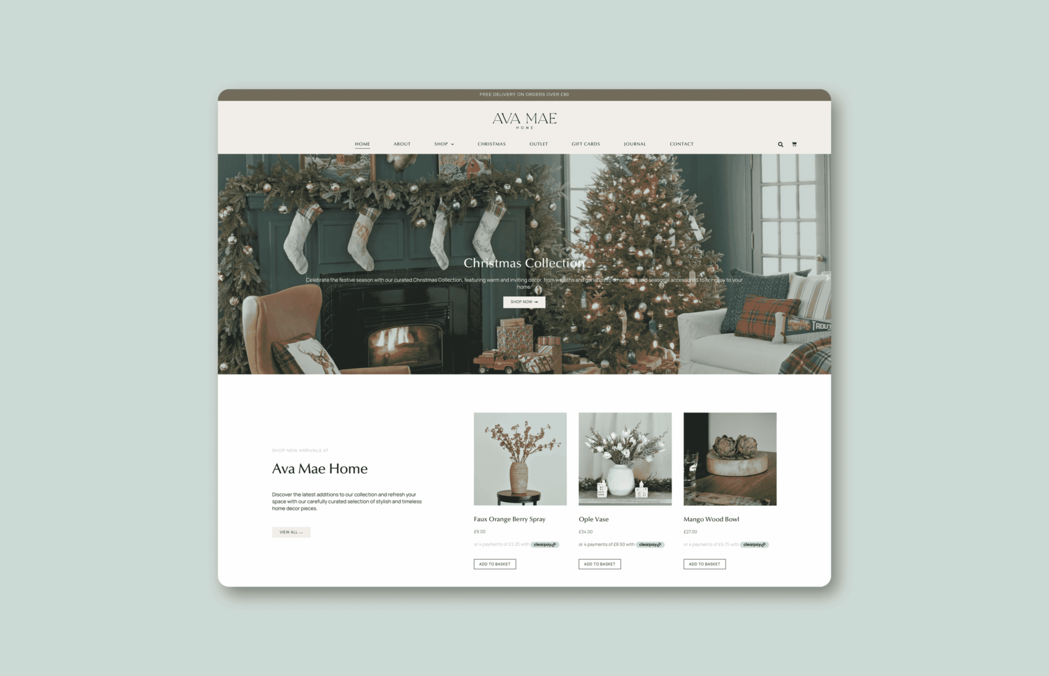 Website design & build for interior homeware brand, Ava Mae Homes - Fenti Marketing
