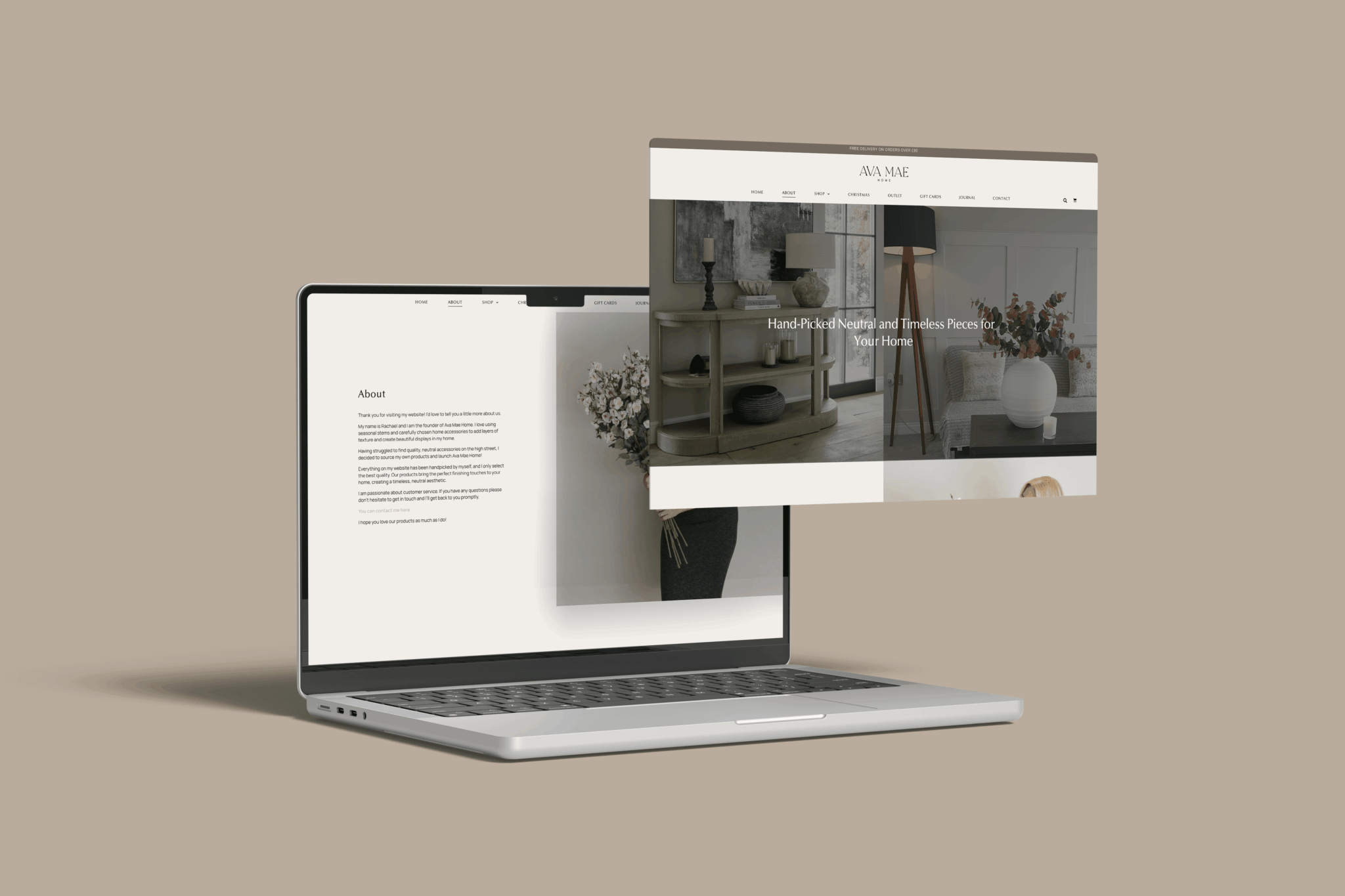 Website design & build for interior homeware brand, Ava Mae Homes - Fenti Marketing